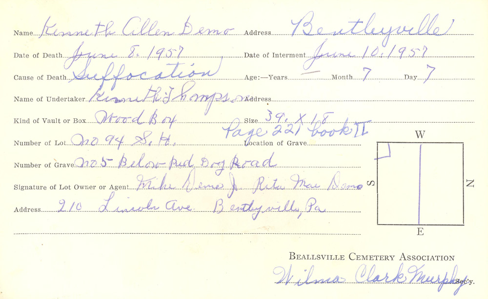 burial card